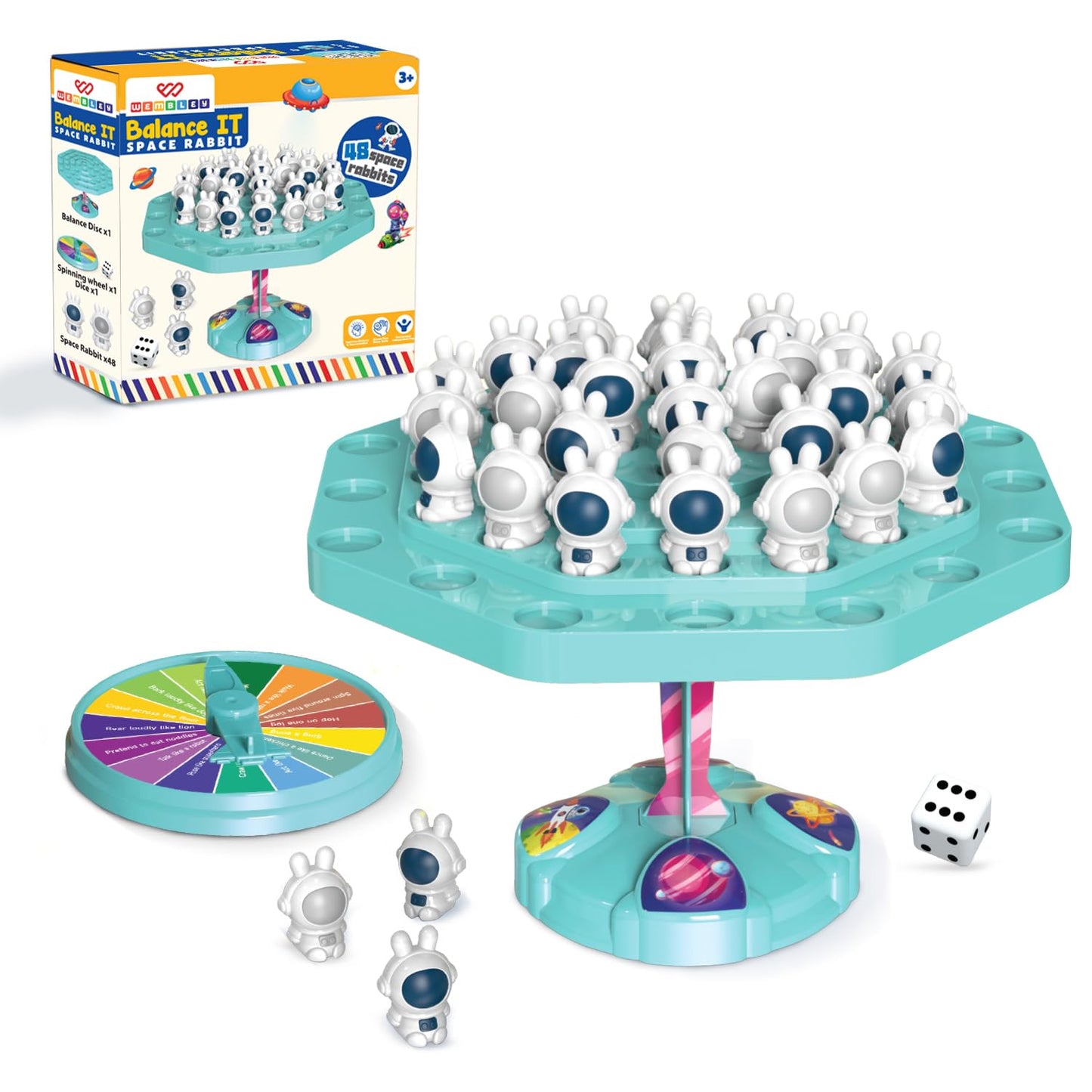 Balance It Space Rabbit Indoor Tabletop Game Set with 48 Rabbits