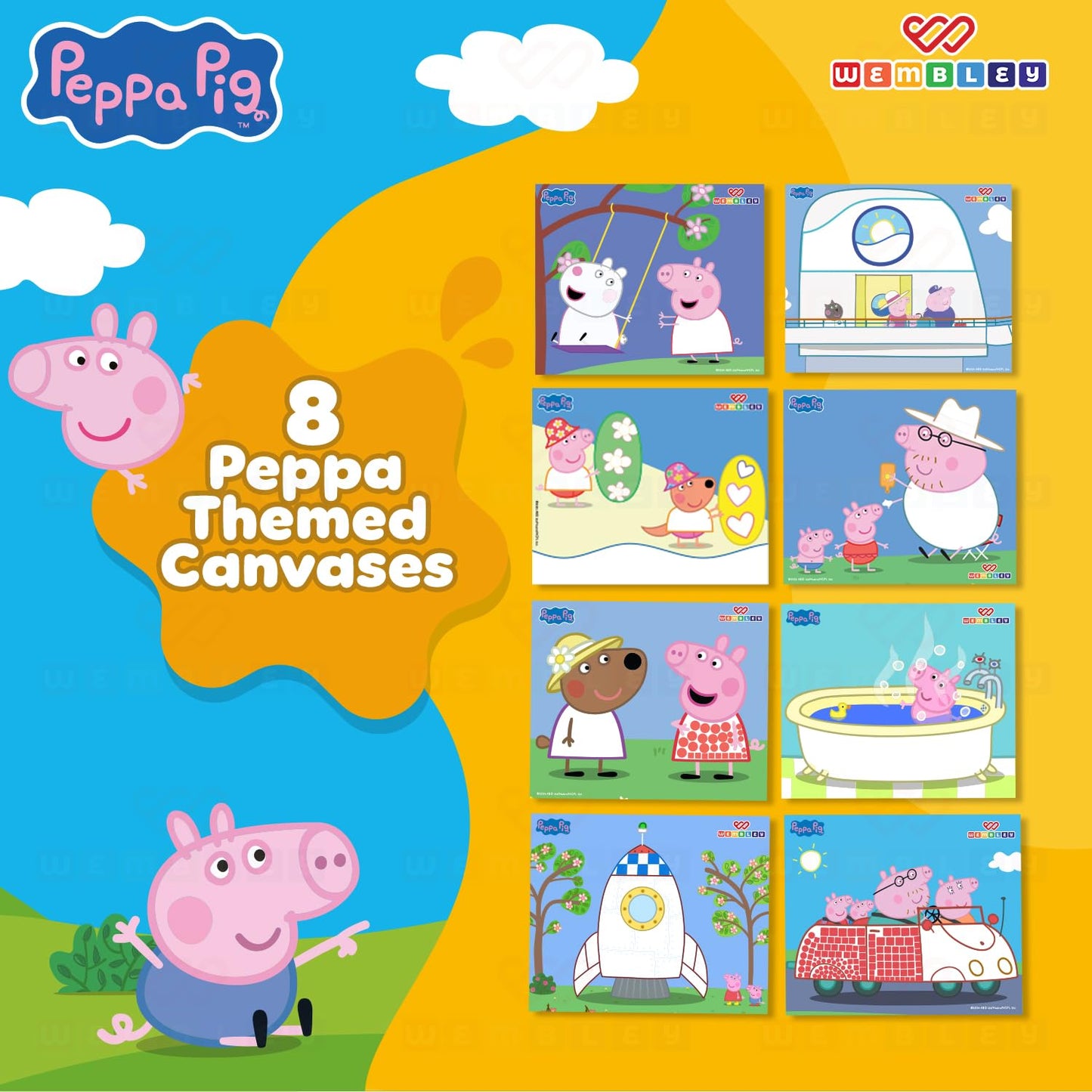 DIY Peppa Pig Stick It Activity Set with 8 Canvases & 500+ Stickers
