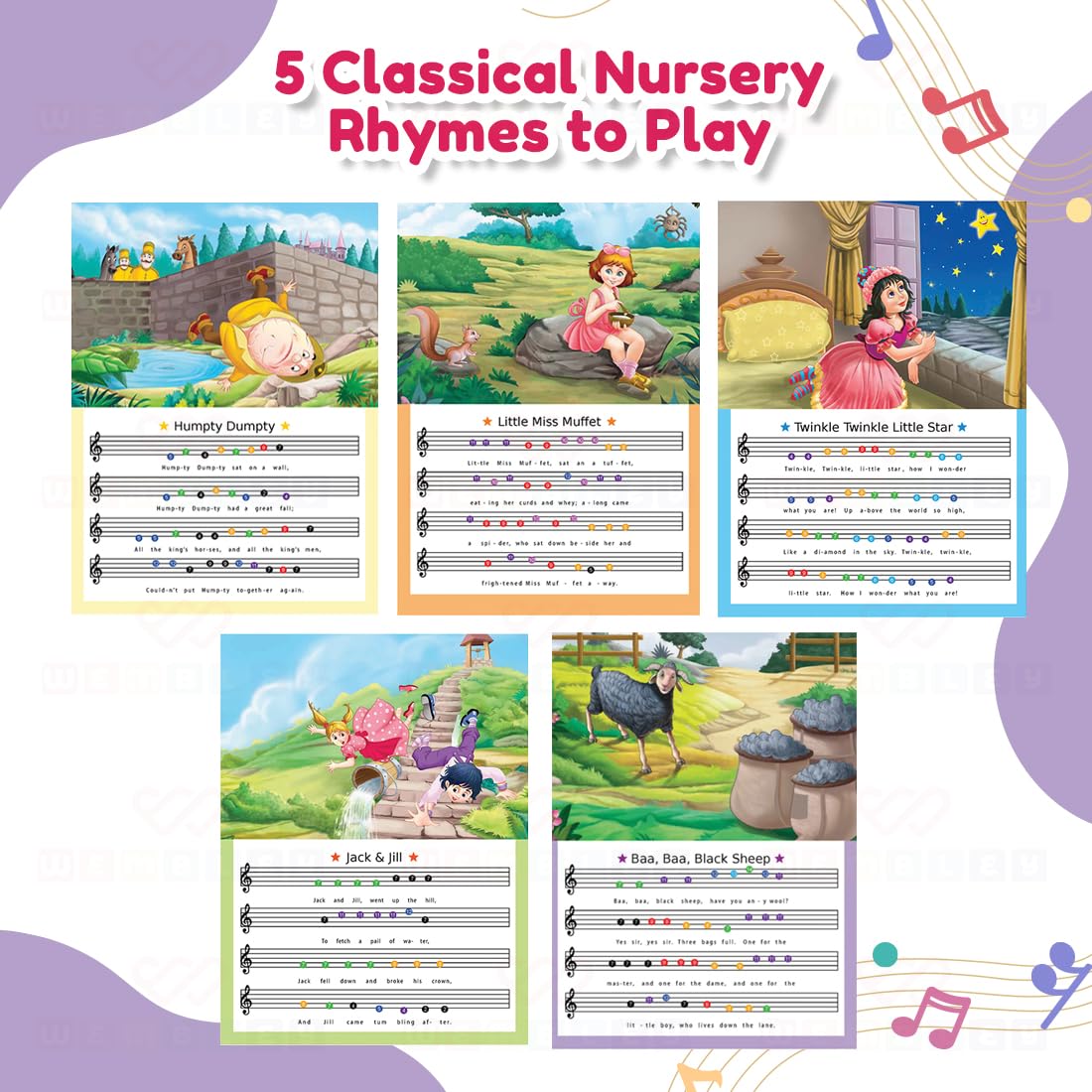 Educational Piano Sound Book for Kids with 5 Classic Nursery Rhymes