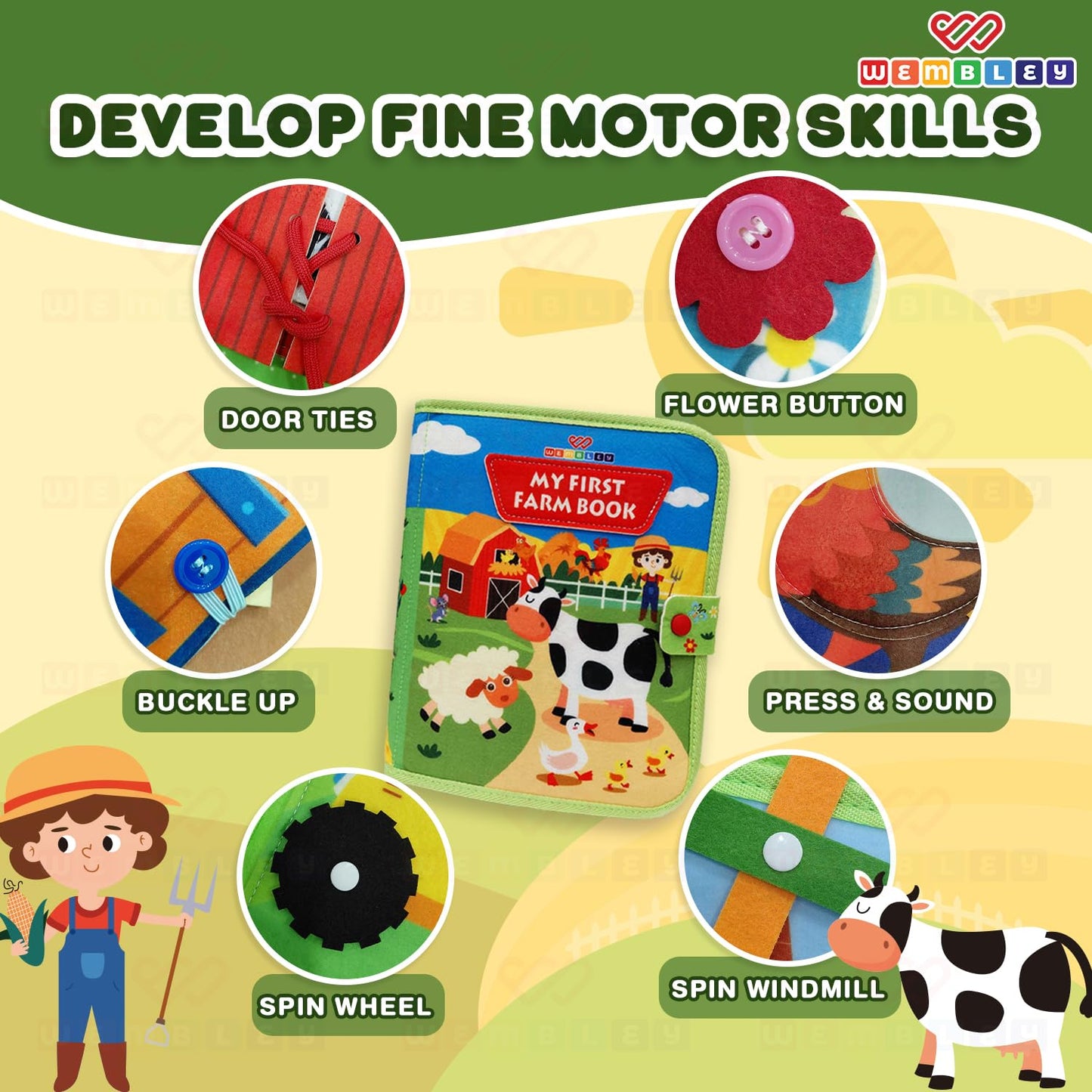 Educational Sensory Busy Book for Kids (Farm Theme)
