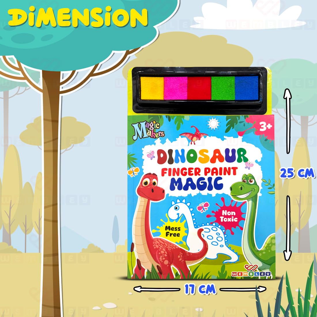 Dinosaur-Themed Finger-Painting Art Set with 5 Sponge Pads