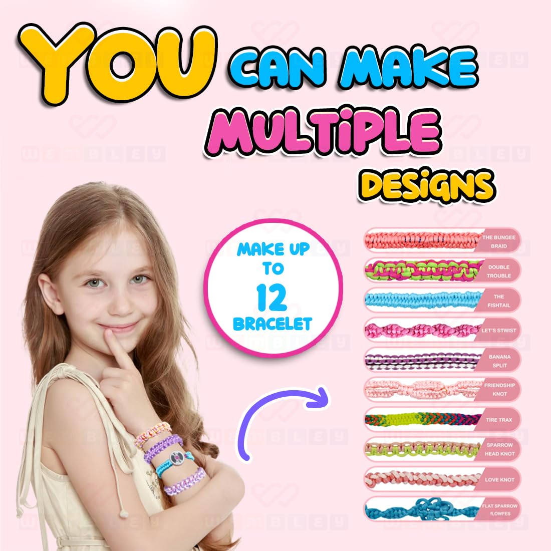 DIY Bracelet Making Set for Girls with Ropes & Accessories