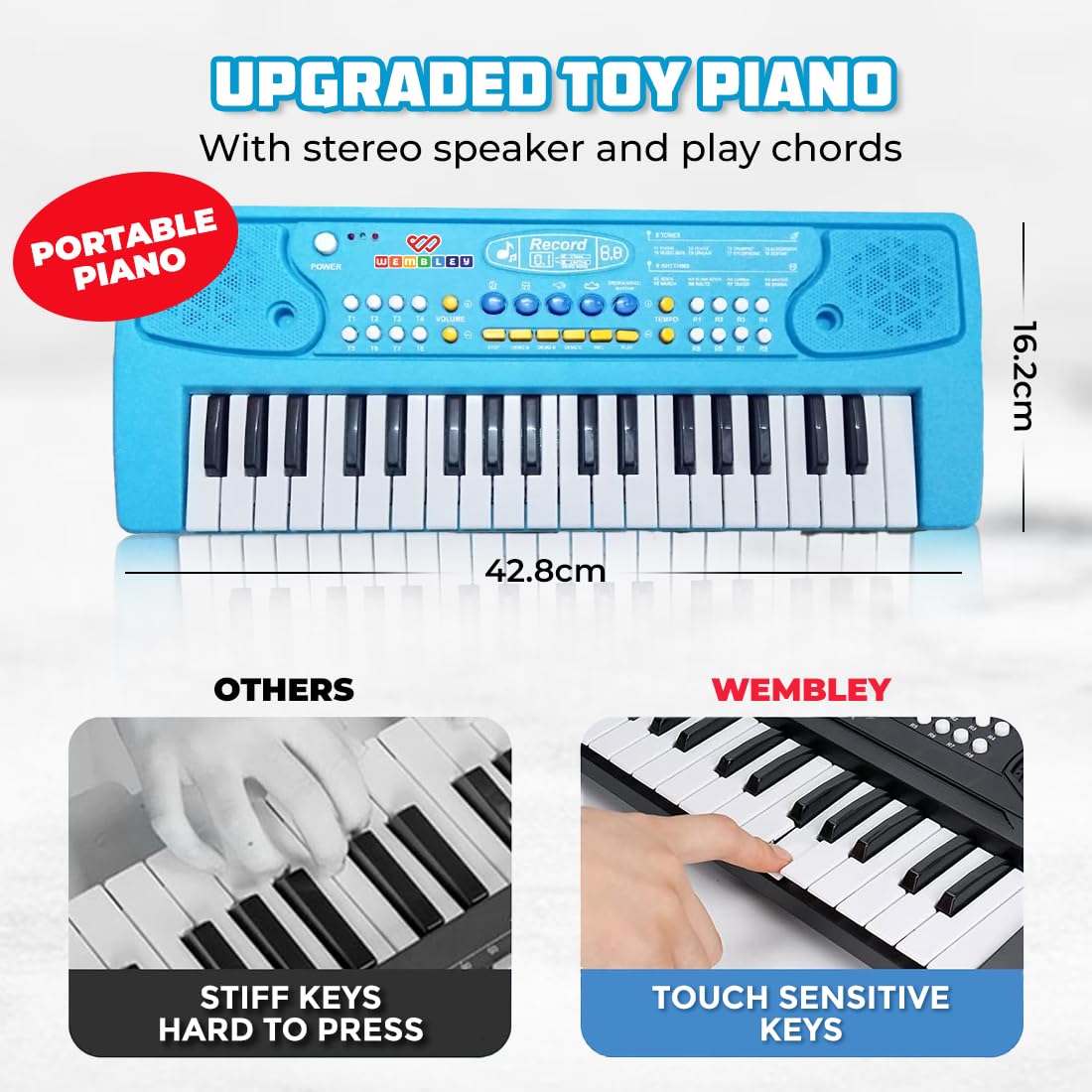 Little Maestro Kids Piano with Microphone (Blue)