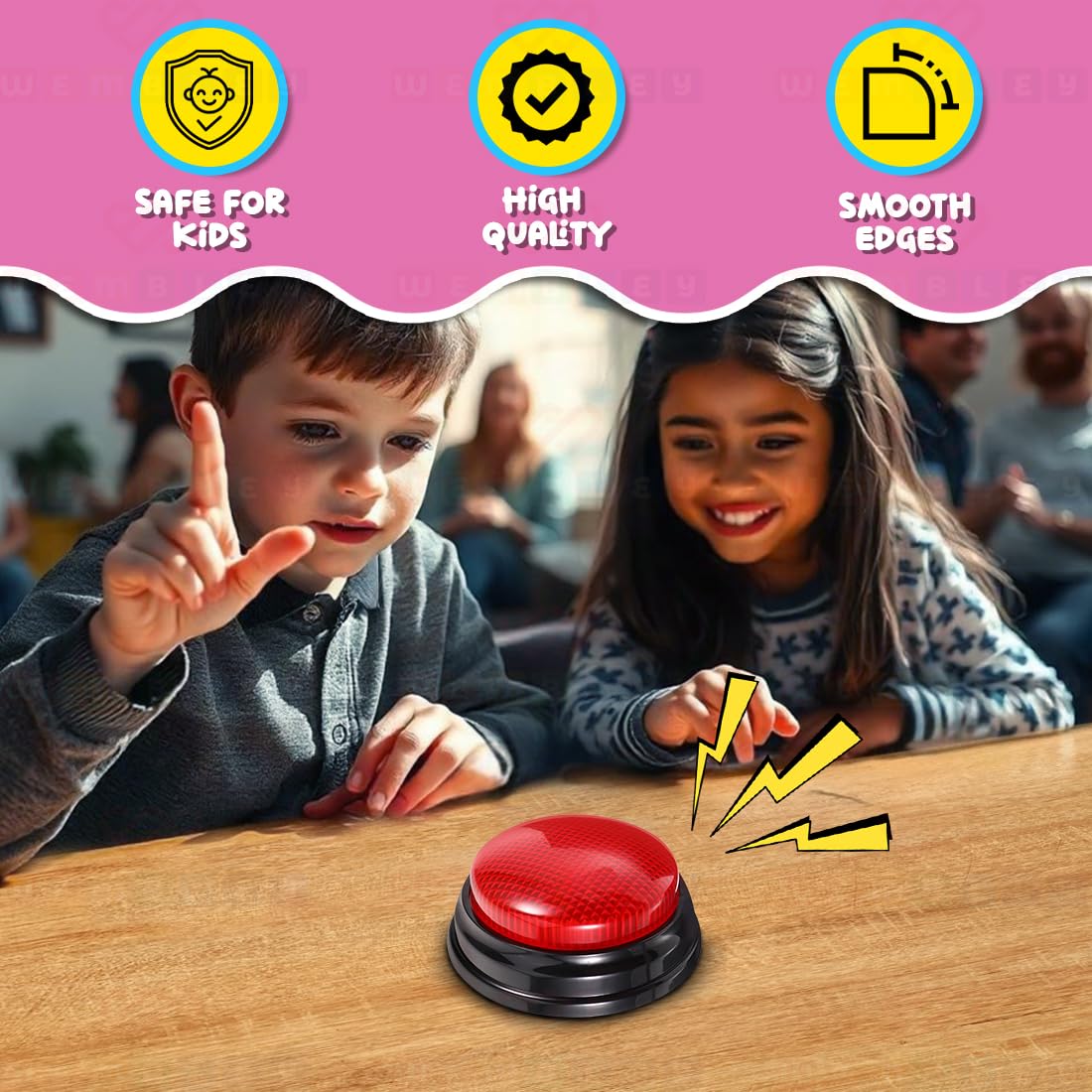 Interactive Quiz Buzzer with Red LED Light & Siren Sound