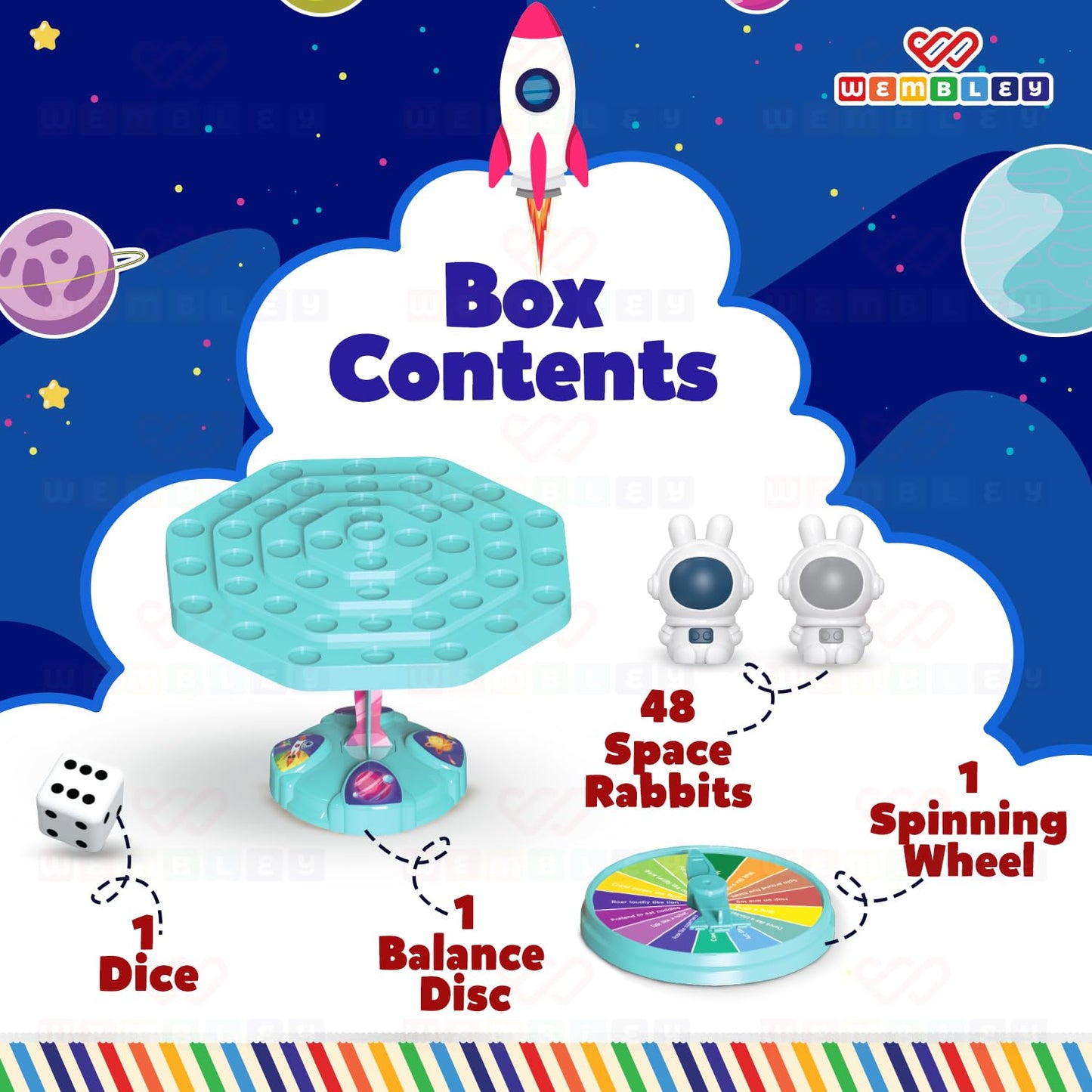 Balance It Space Rabbit Indoor Tabletop Game Set with 48 Rabbits