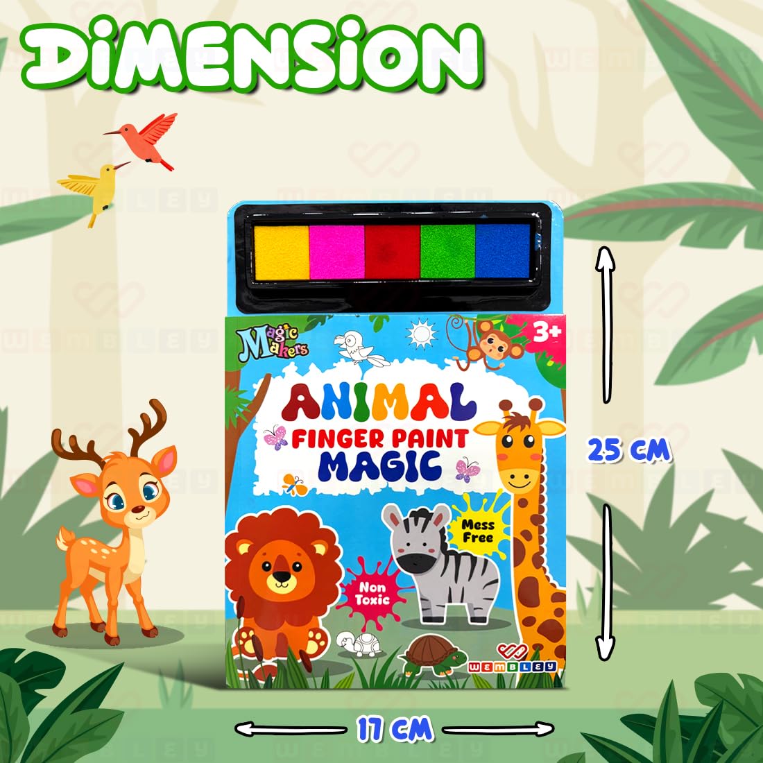 Animal-Themed Finger-Painting Art Book with 5 Sponge Pads
