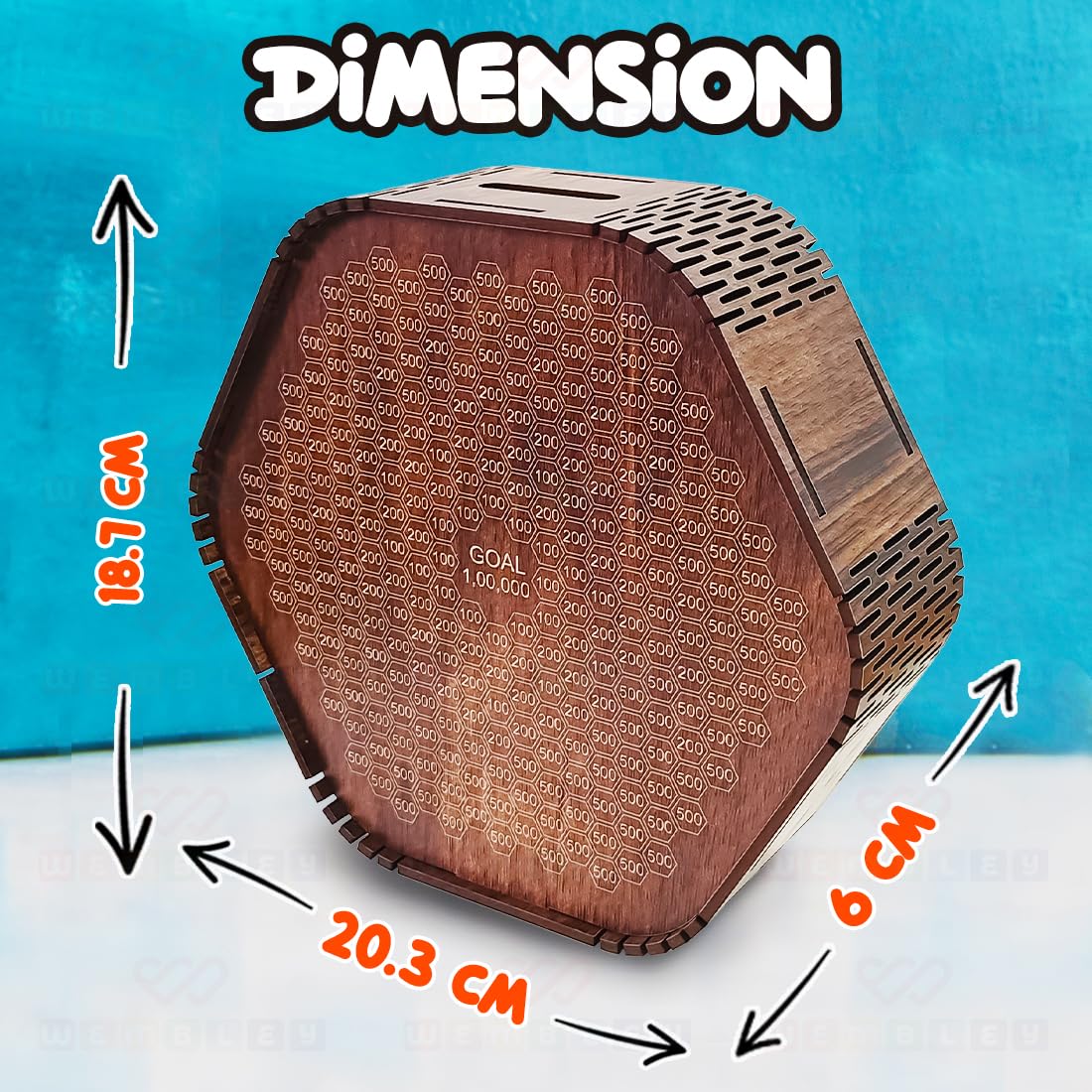 Wooden Hexagon Modern Money Saving Box with Goal Tracker