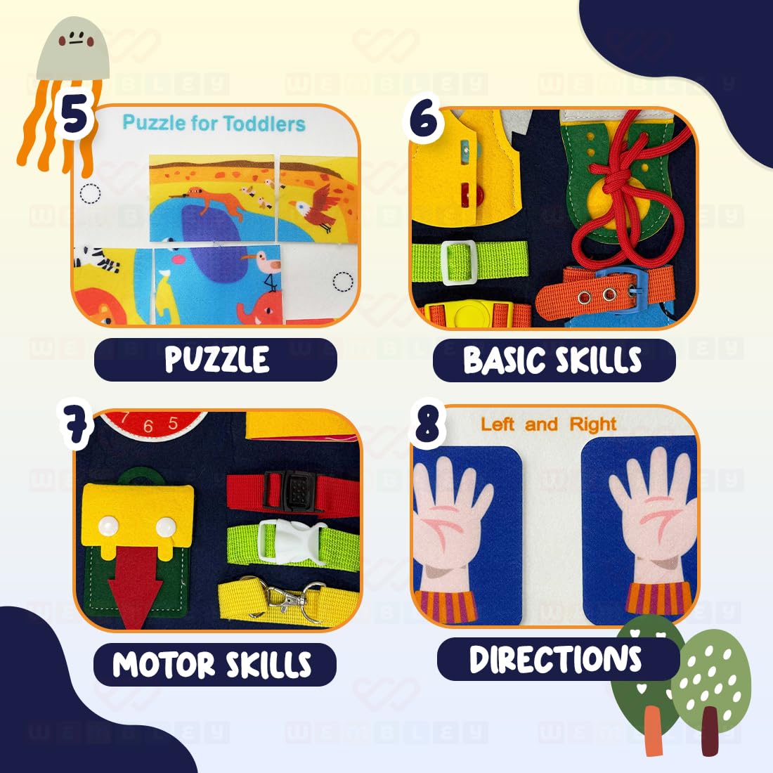 Interactive Busy Bag Activity Binder Educational Toy for Kids (Animal, Multicolor)