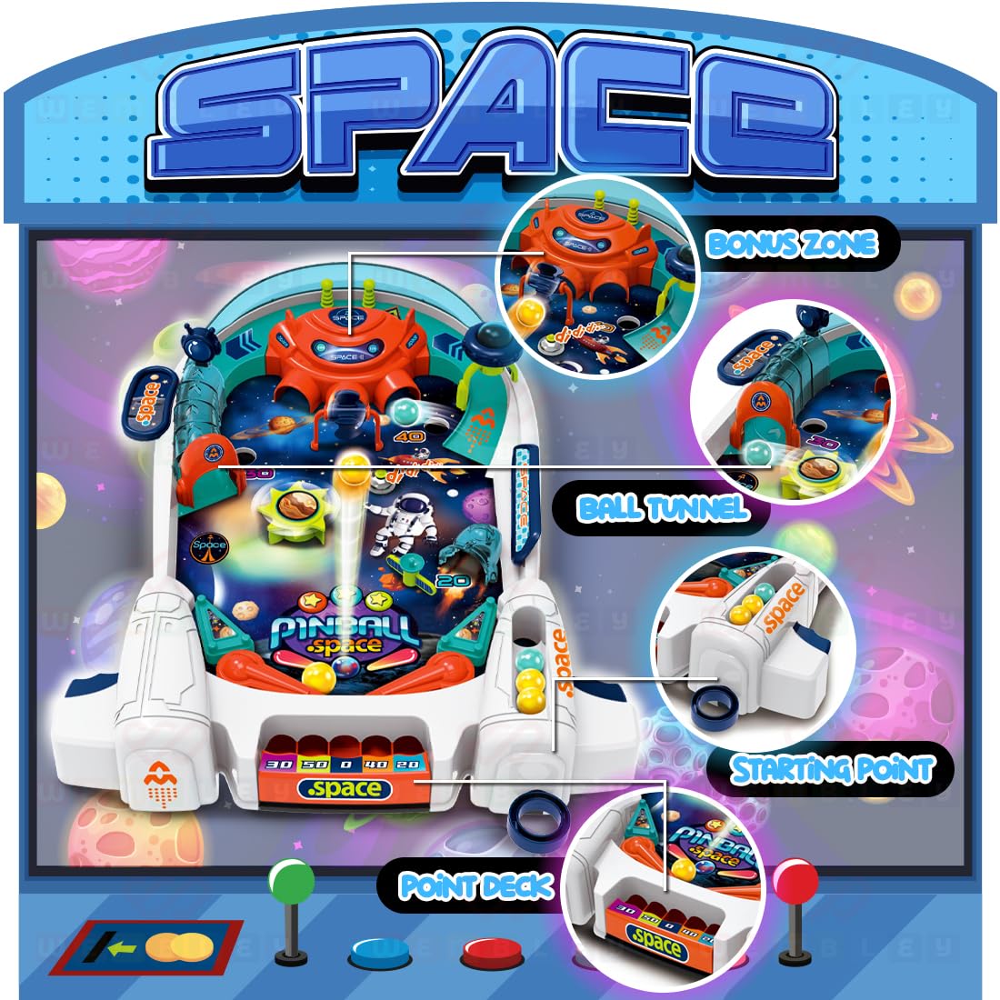 Mini 2-4 Player Pinball Indoor Game for Kids