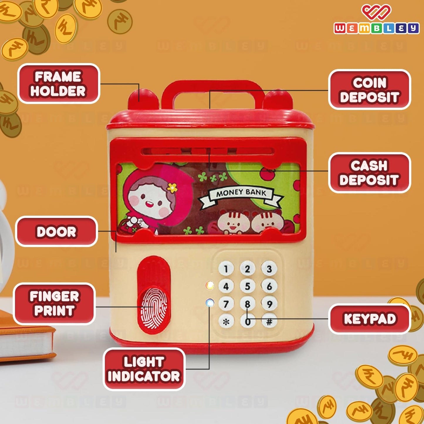 Money Saving ATM Piggy Bank for Kids with Finger Print Sensor
