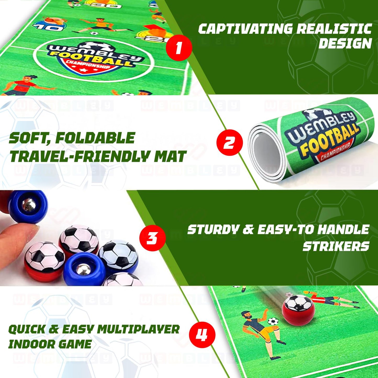 Flick & Score Football Striker Mat with 6 Strikers