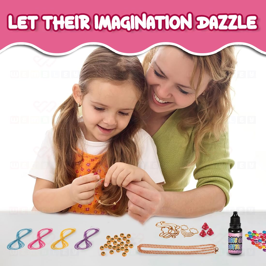 DIY Sparkling Crystal Jewelry Making Set for Girls (Princess Theme)