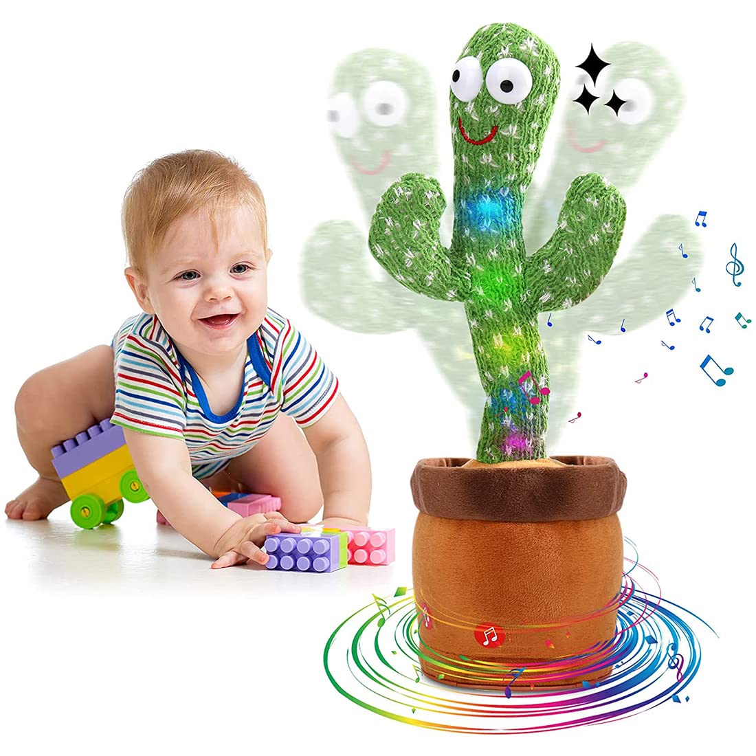 Plush Talking & Dancing Cactus Toy with Lights