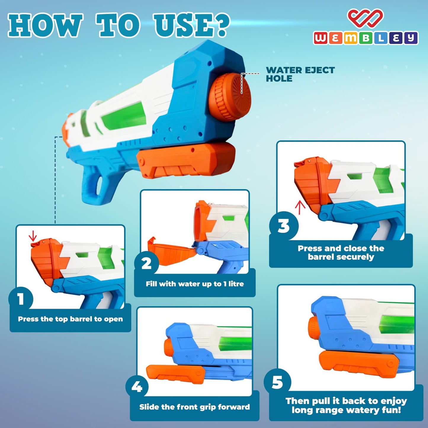 Aqua Blaster Long-Range Water Gun Toy for Kids