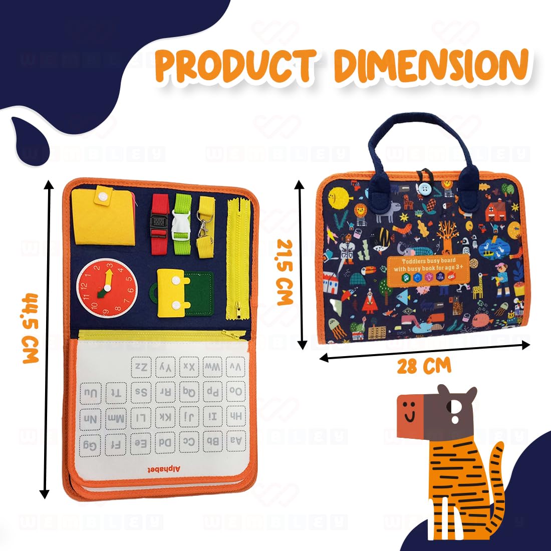 Interactive Busy Bag Activity Binder Educational Toy for Kids (Animal, Multicolor)