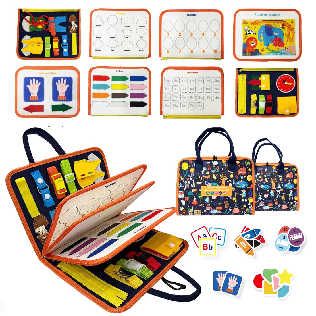 Interactive Busy Bag Activity Binder Educational Toy for Kids (Animal, Multicolor)