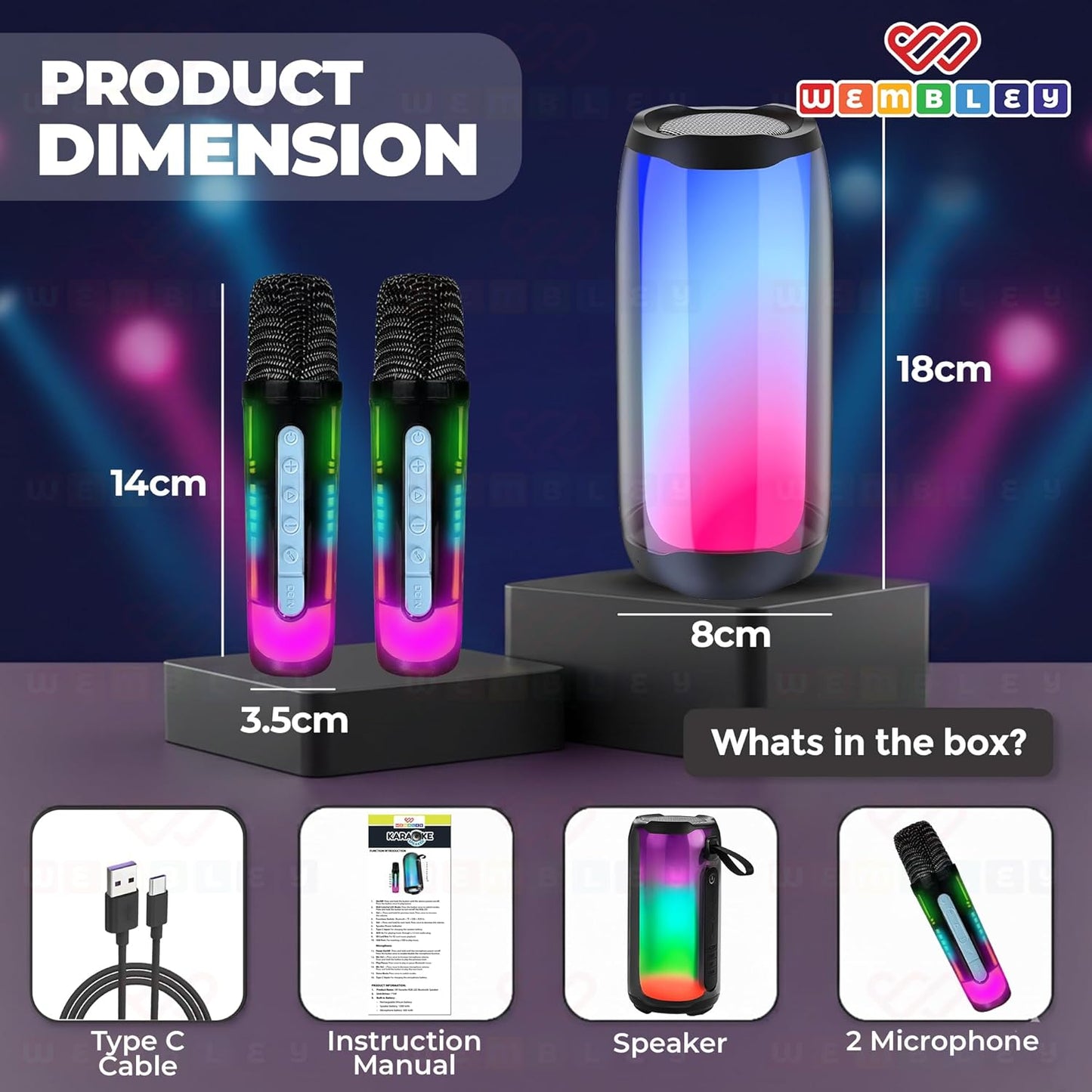 Stylish Wireless Karaoke Speaker with RGB Lights