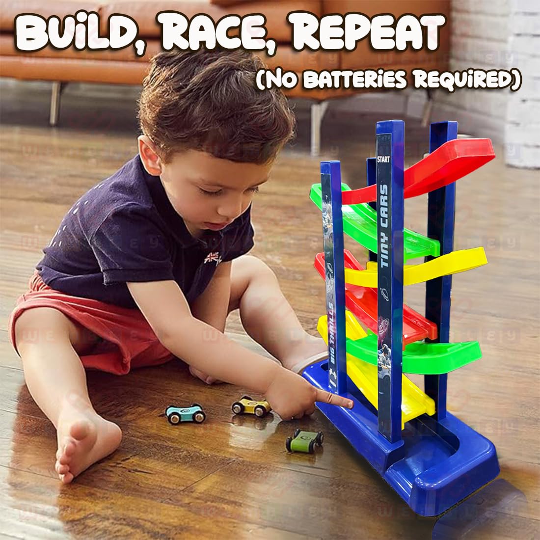 DIY 6-Level Ramp Race Track Building Set for Kids