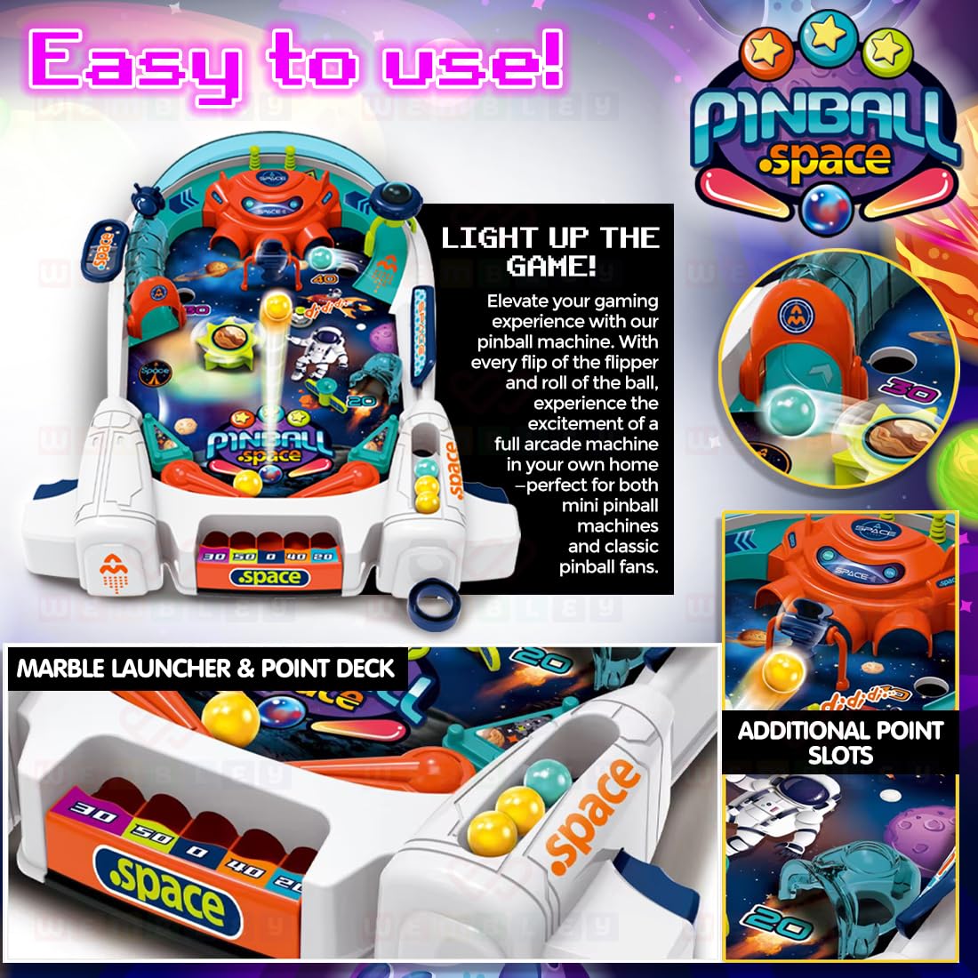 Mini 2-4 Player Pinball Indoor Game for Kids