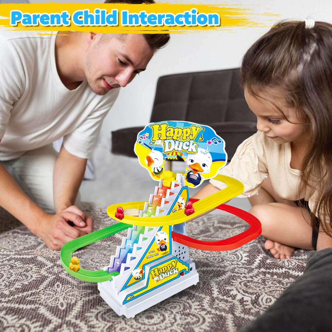 Small Duck Track Toy Set for Kids with Lights & Music