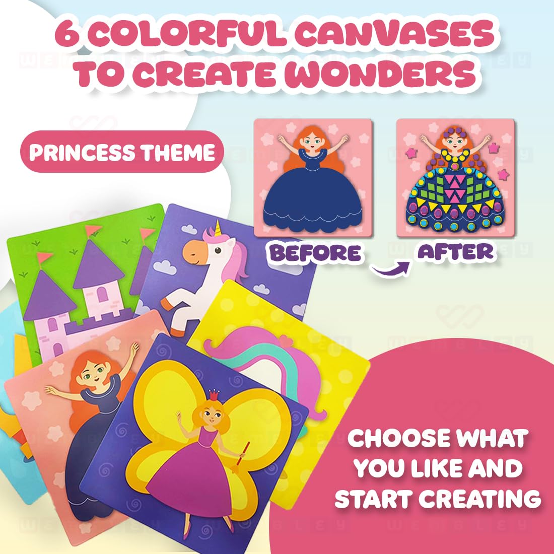 Princess-Themed Foam Sticker Art Set with 500+ Stickers