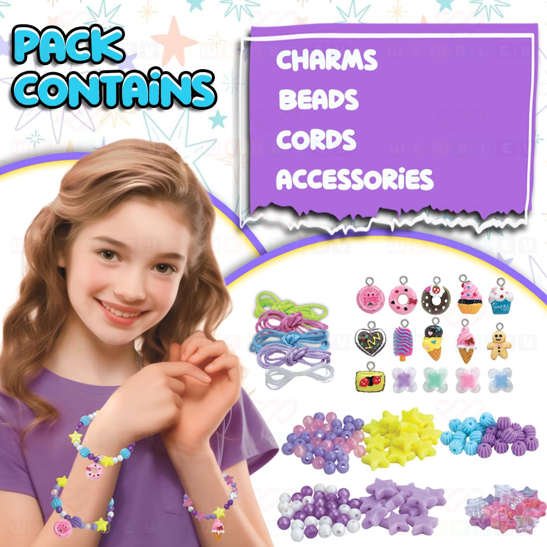 DIY Bracelet Making Set with 3D Beads & Charms