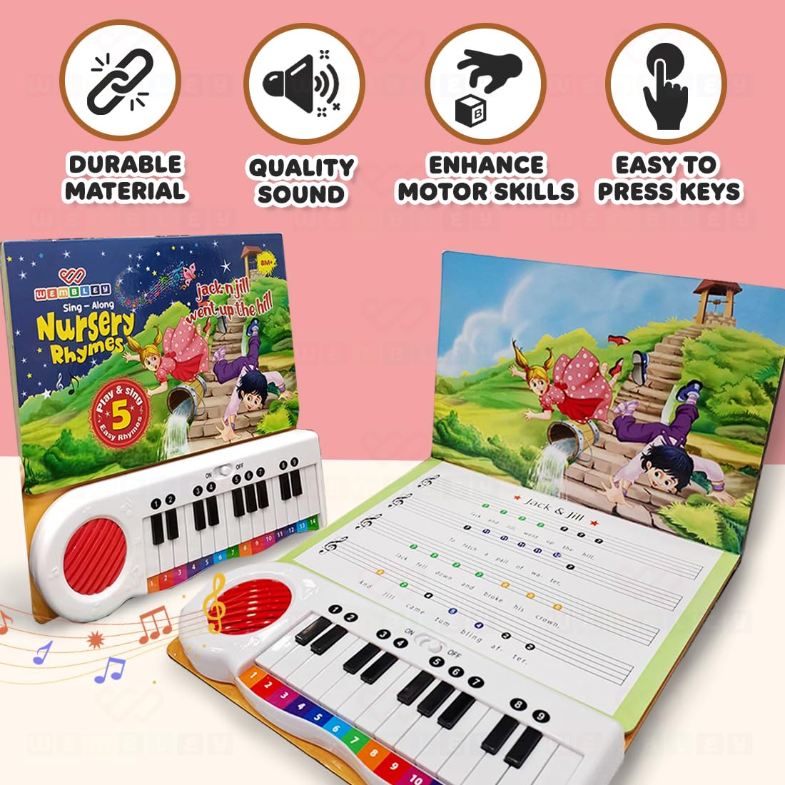 Educational Piano Sound Book for Kids with 5 Classic Nursery Rhymes