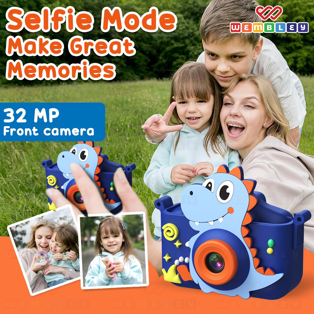 Rechargeable Dinosaur Digital Camera for Kids with 8GB Expandable Storage