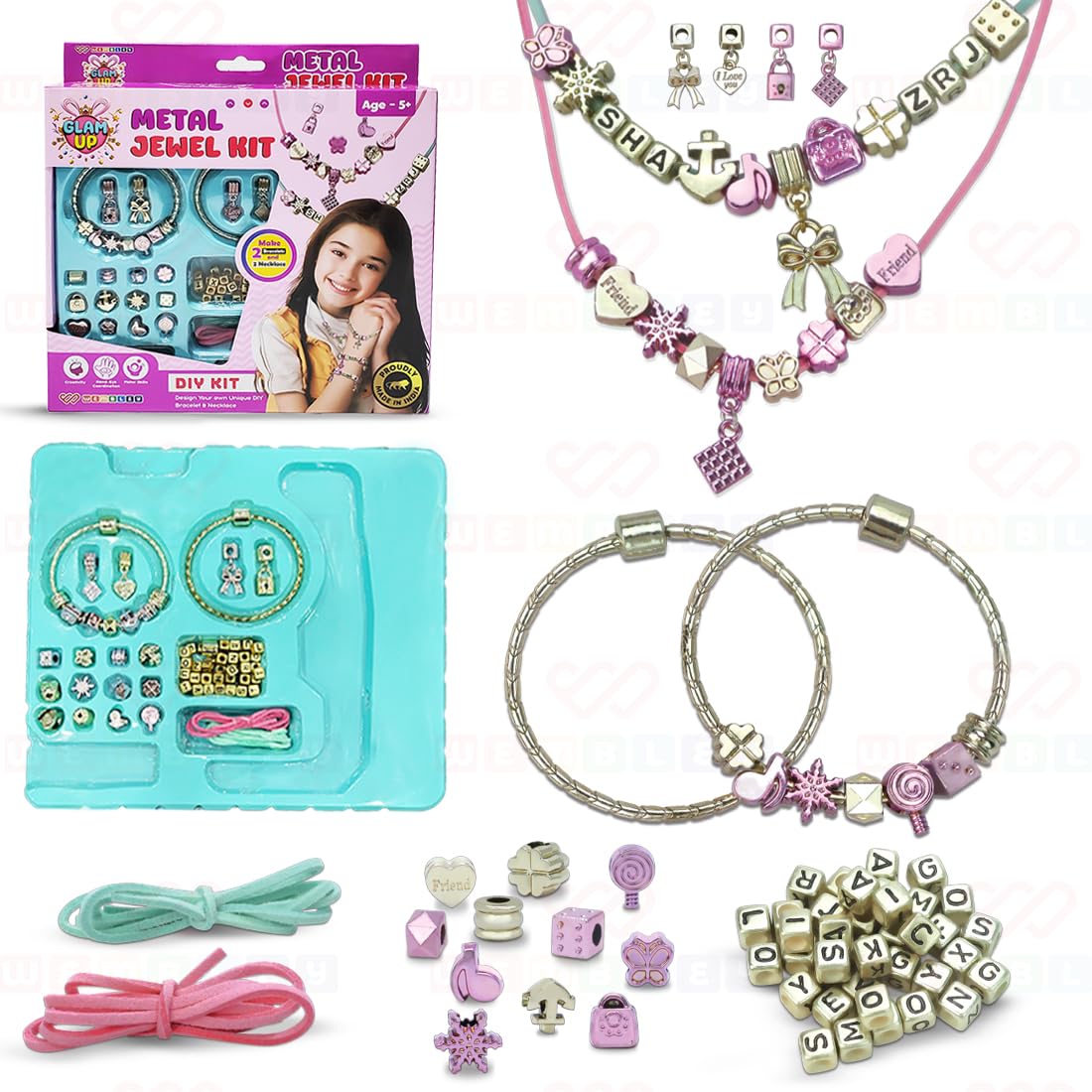 DIY Glam Up Metal Necklace and Bracelet Making Set for Kids