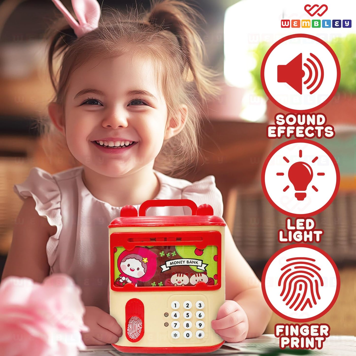 Money Saving ATM Piggy Bank for Kids with Finger Print Sensor