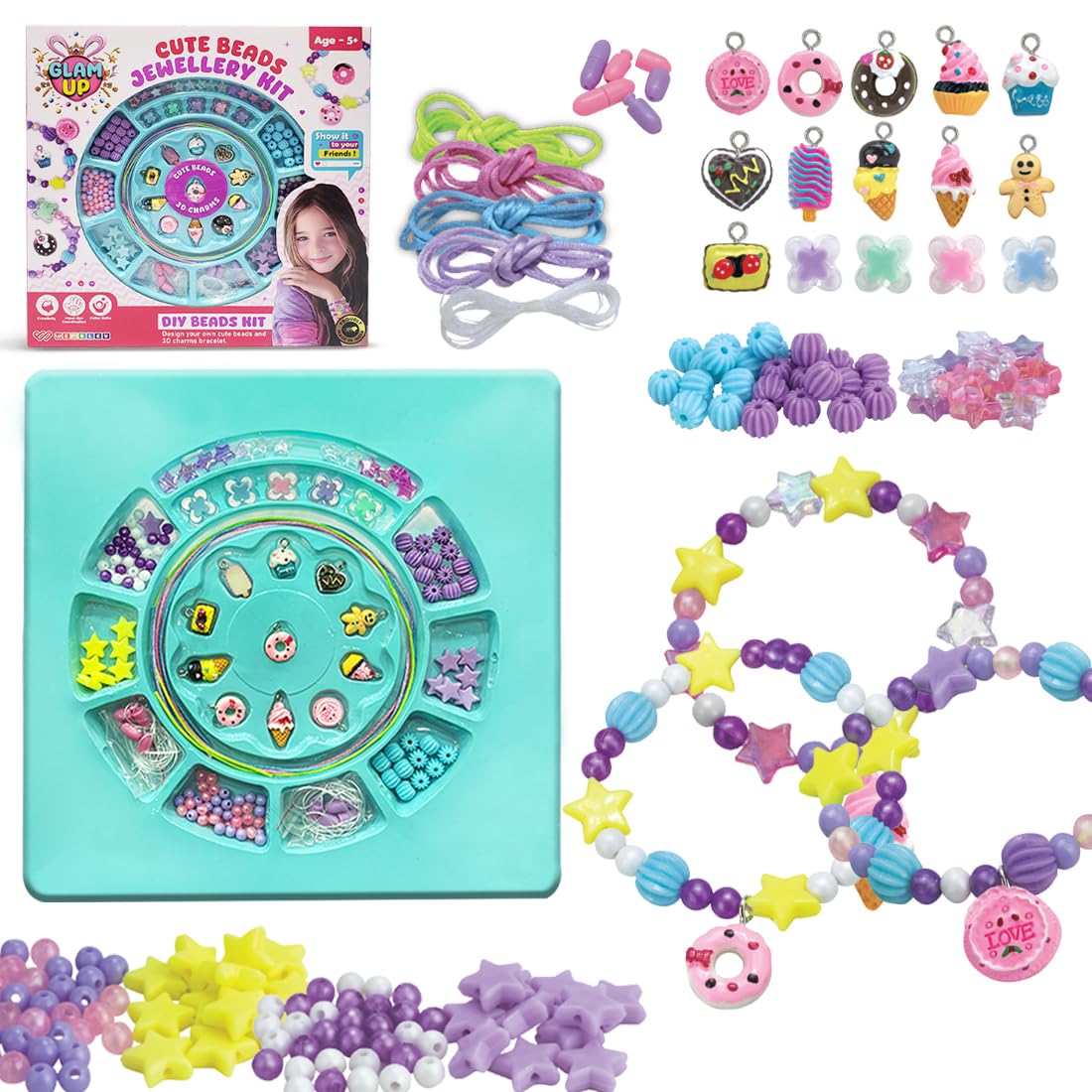 DIY Bracelet Making Set with 3D Beads & Charms