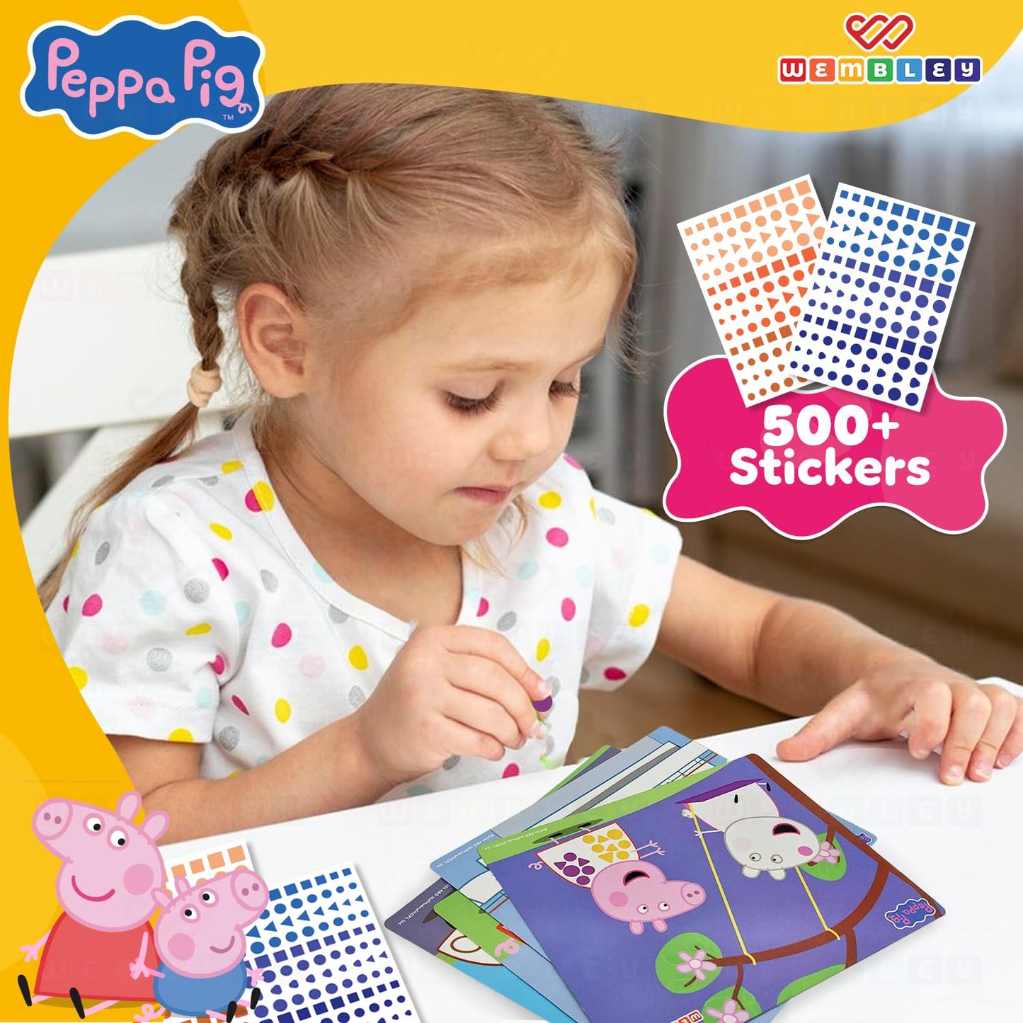 DIY Peppa Pig Stick It Activity Set with 8 Canvases & 500+ Stickers