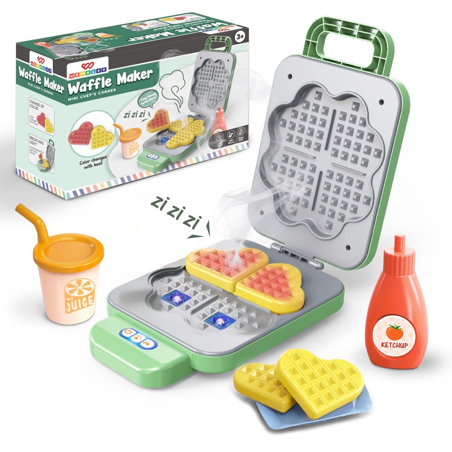 Funmaker Toy Wembley Waffle Maker Toy for Kids | Mini Chef’s Corner Pretend Play Se ...