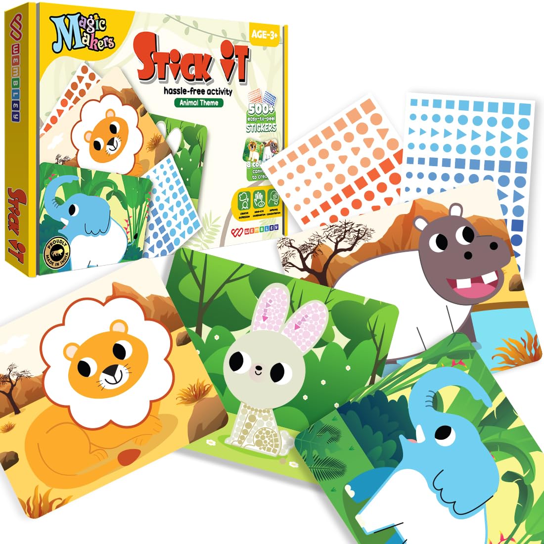 DIY Stick It Sticker Book Art Kit for Kids (Animal, Multi)