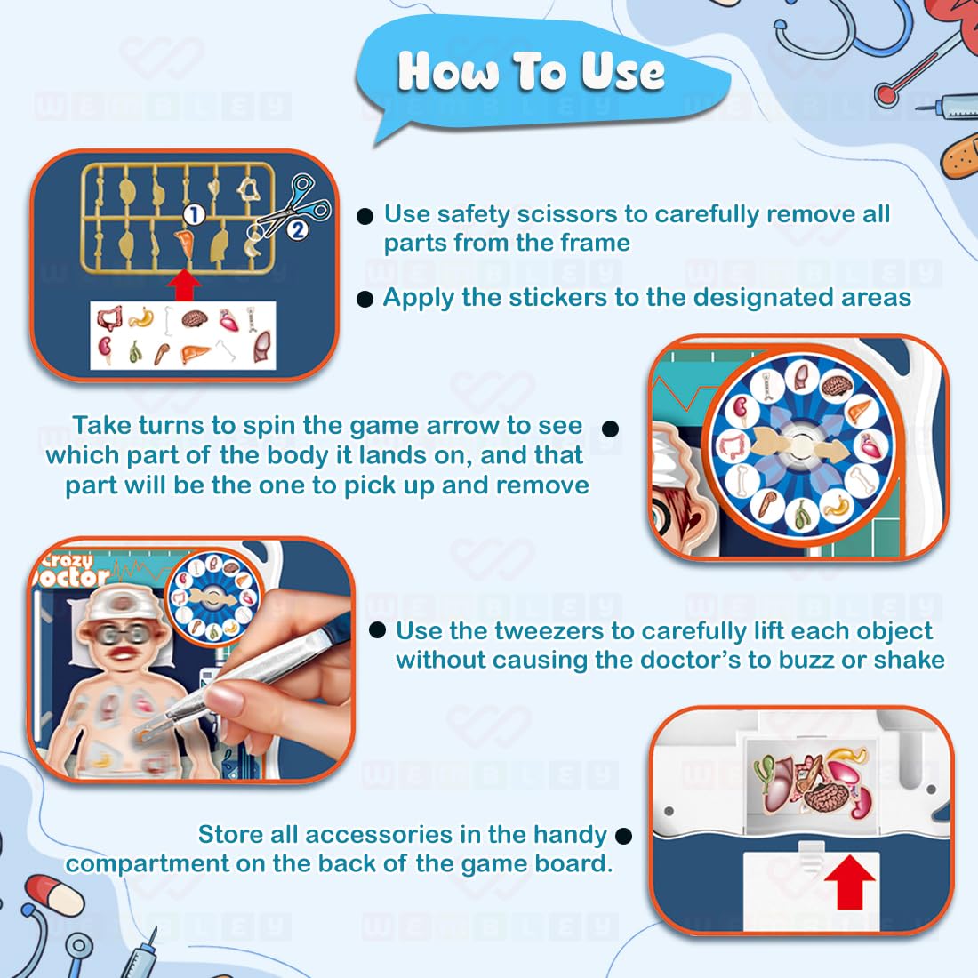Crazy Electronic Doctor Operation Board Game for Kids with Tweezer