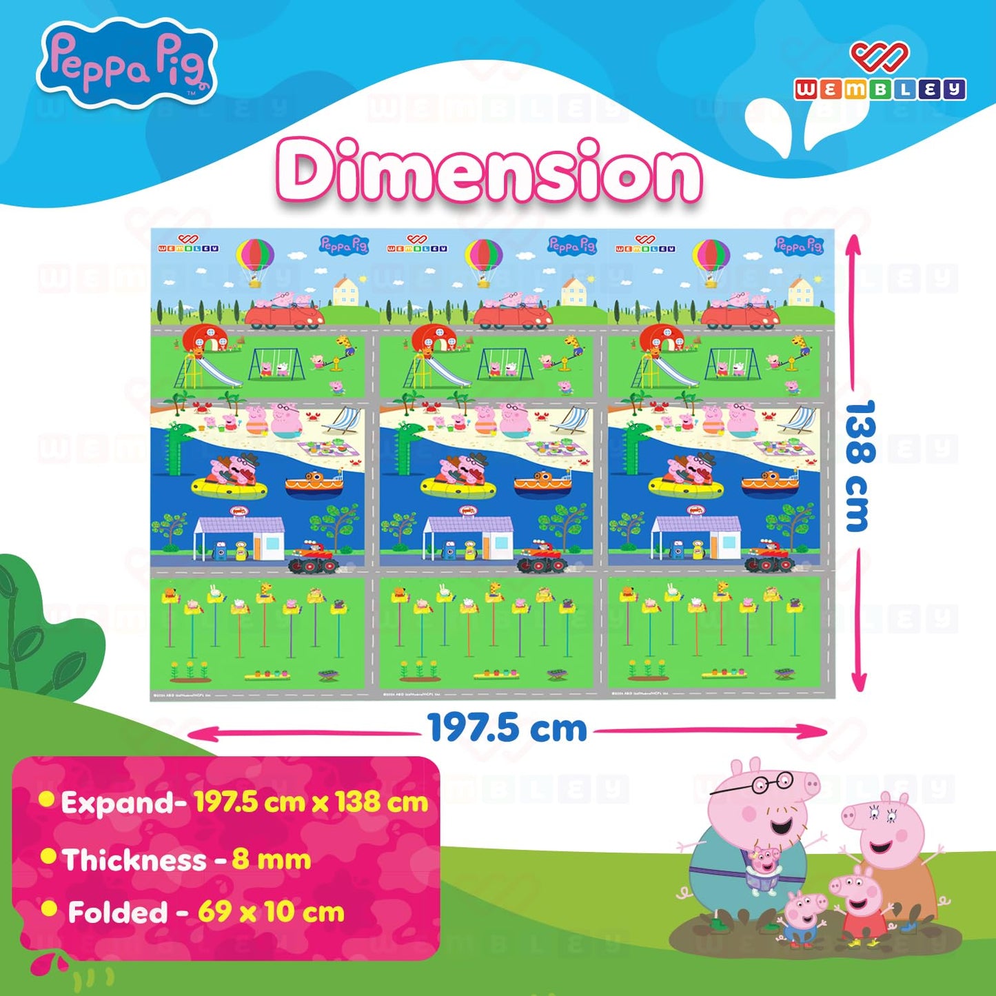 2-In-1 Reversible Peppa Pig Play Mat for Babies
