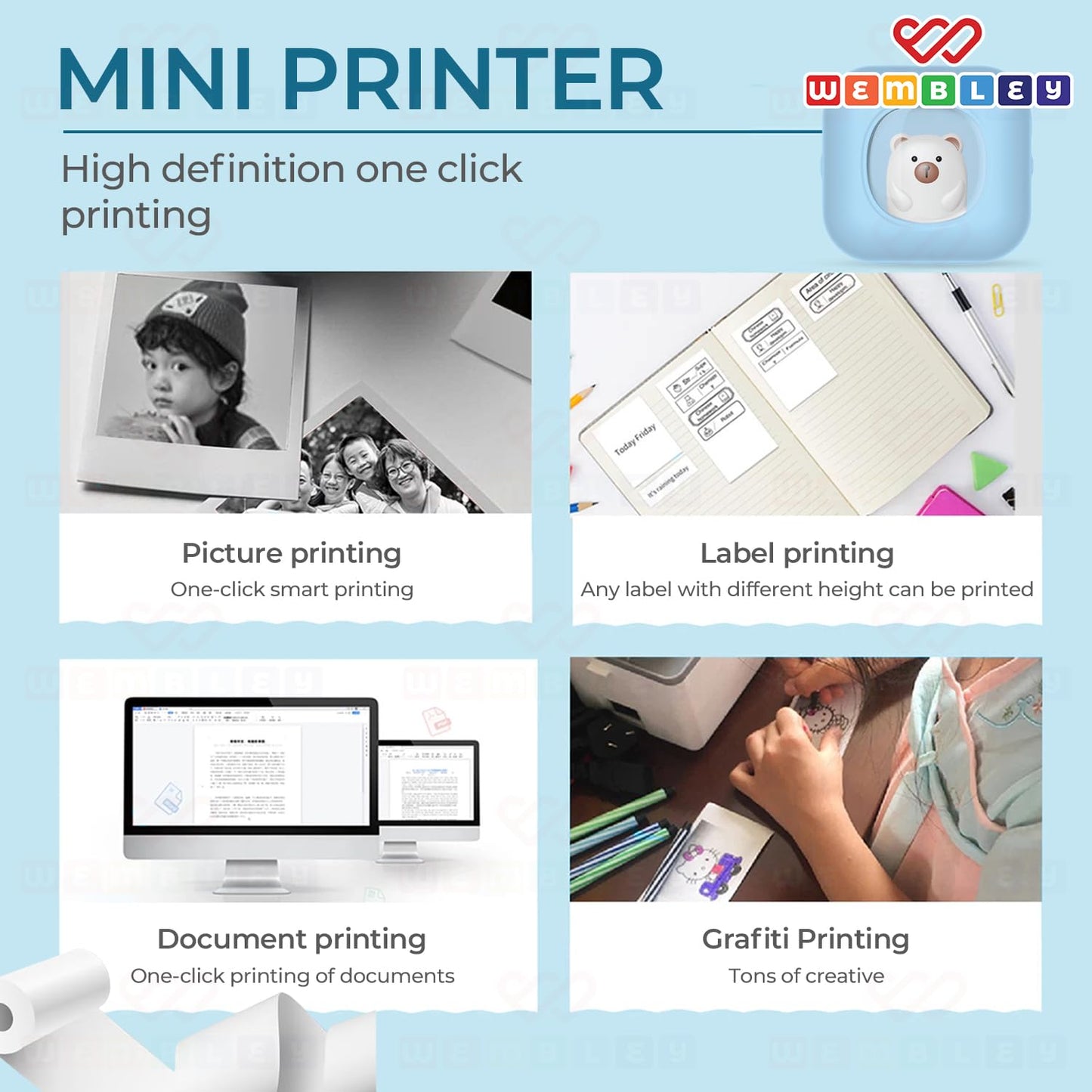 Mini Bear Themed Thermal Printer