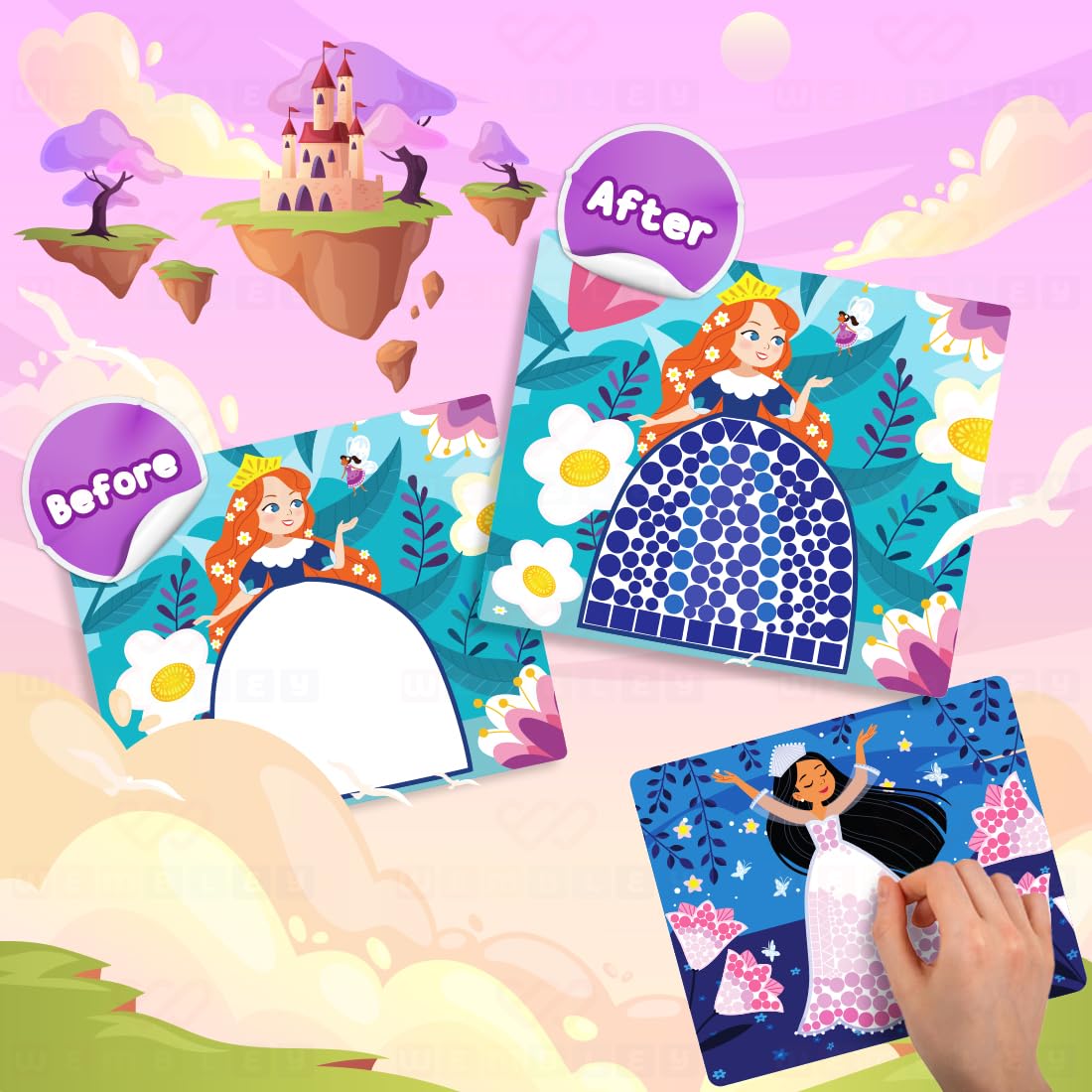 DIY Stick It Sticker Book Art Kit for Kids (Princess, Multi)
