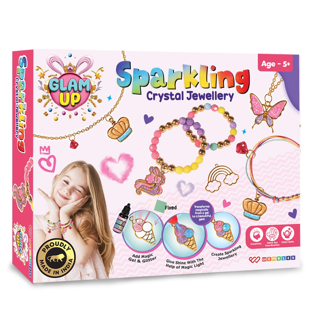 DIY Sparkling Crystal Jewelry Making Set for Girls (Princess Theme)