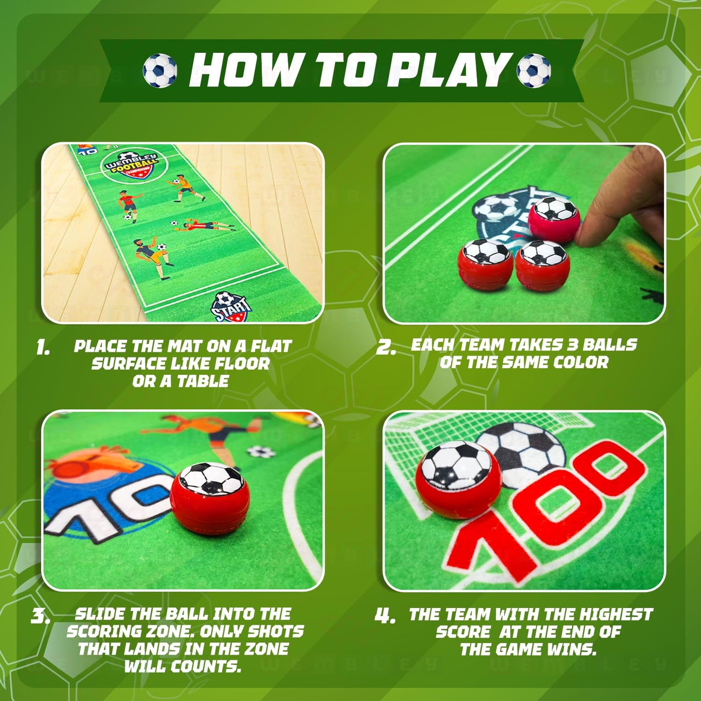 Flick & Score Football Striker Mat with 6 Strikers