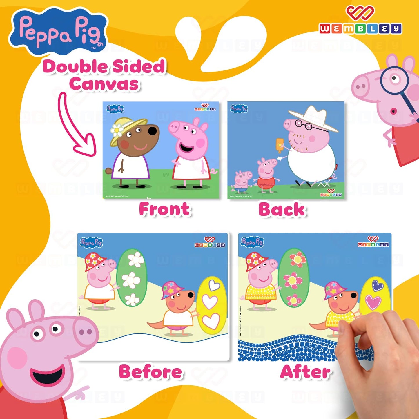 DIY Peppa Pig Stick It Activity Set with 8 Canvases & 500+ Stickers