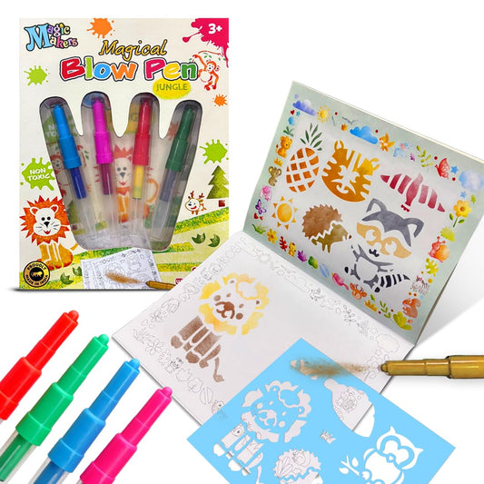 Blow Pen Painting Color Set for Kids (Jungle Theme)
