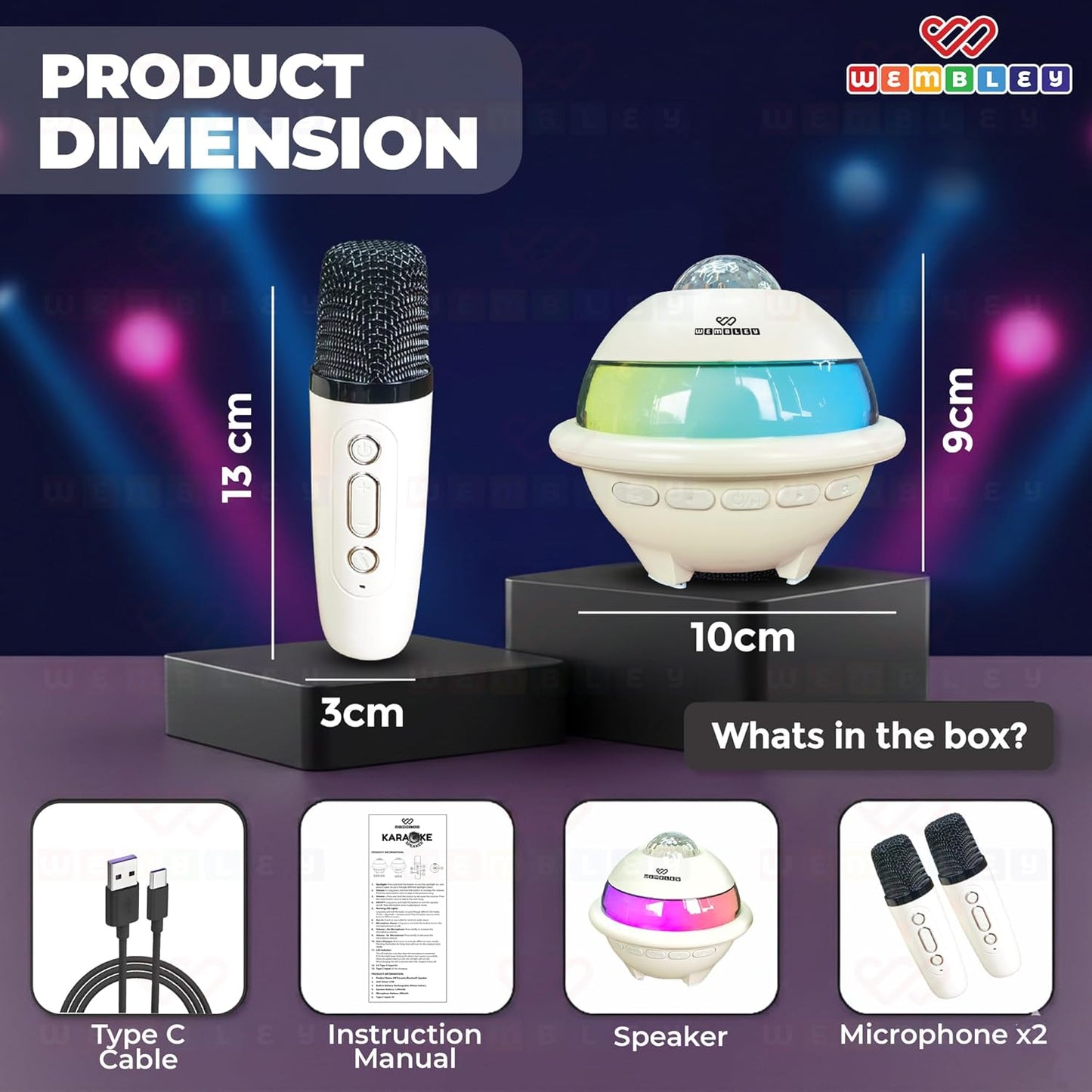 Wireless Karaoke Speaker and Mic Set with Projector Light