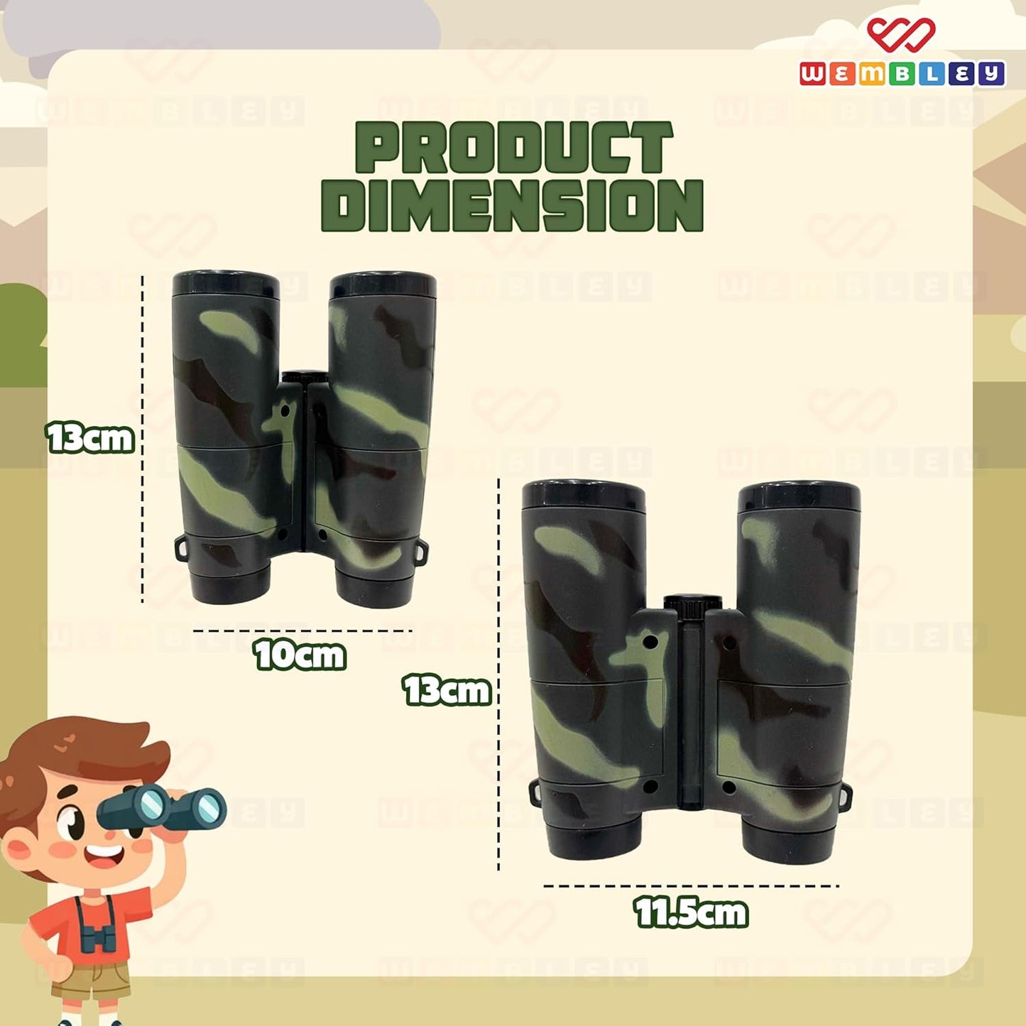 Wembley Army Style Kids Binoculars with Focus Adjustment