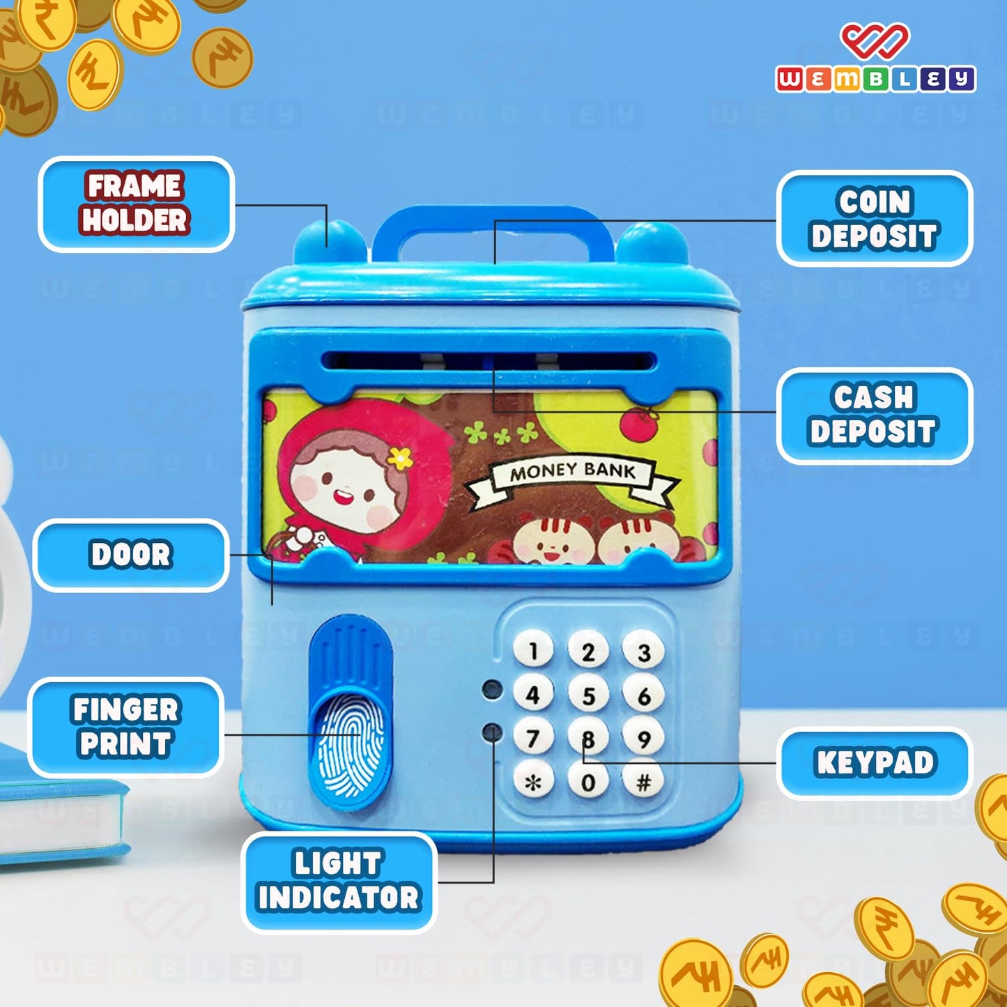 Money Saving ATM Piggy Bank for Kids with Finger Print Sensor