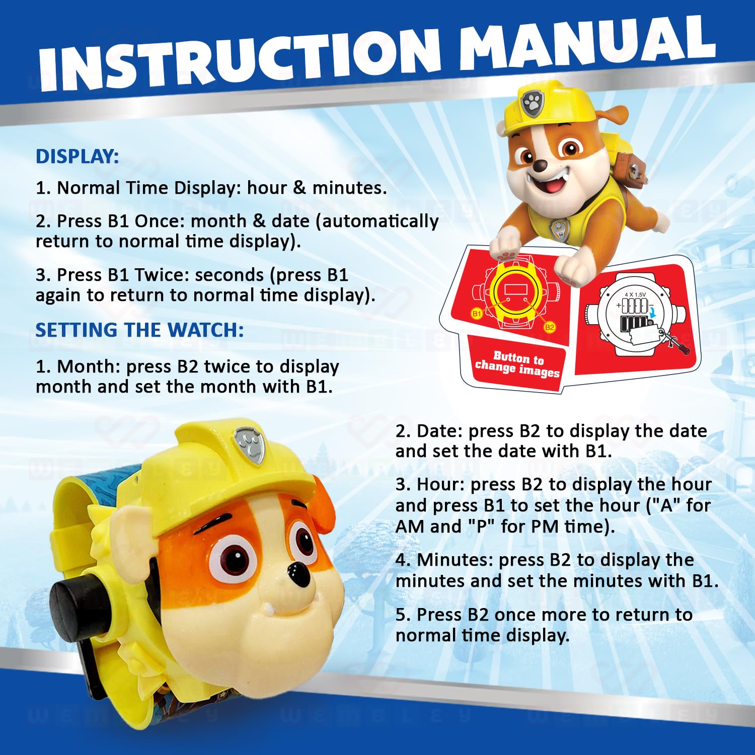 Paw Patrol Digital Projector Watch (Rubble)