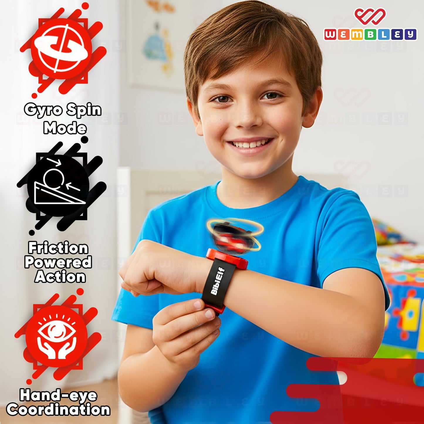 3-In-1 Gyro Chariot Wrist Watch-Style Spinner Toy Car for Kids