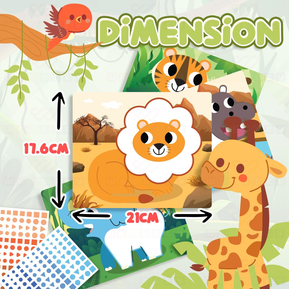 DIY Stick It Sticker Book Art Kit for Kids (Animal, Multi)