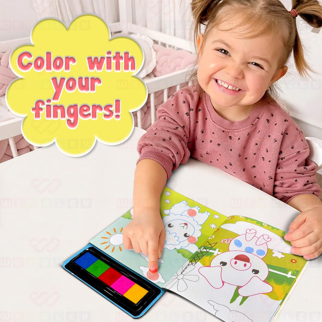 Animal-Themed Finger-Painting Art Book with 5 Sponge Pads