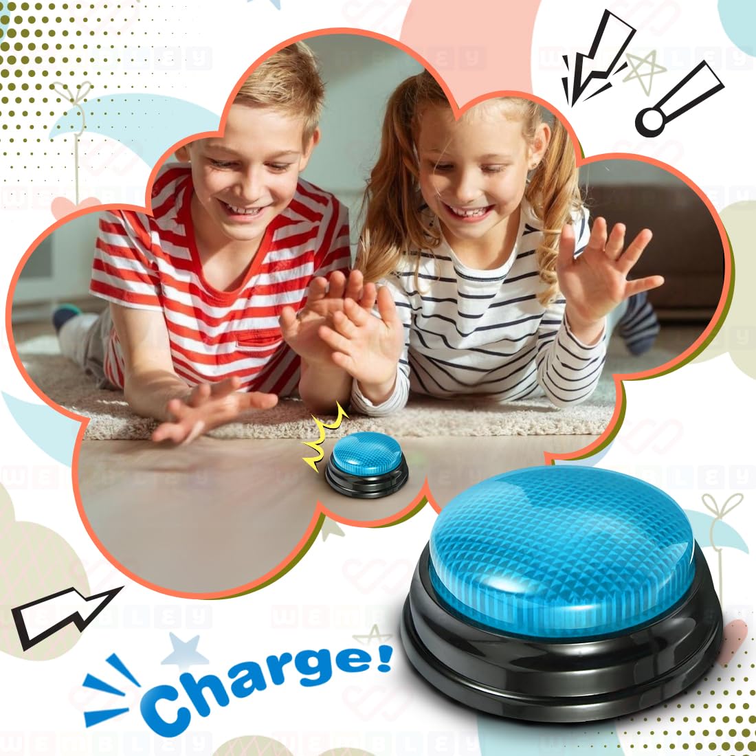 Interactive Quiz Buzzer with Blue LED Light & Punch Sound